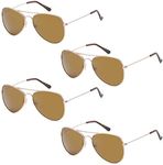 Got Shades Aviator Sunglasses for Men & Women - 100% UV Protection Classic Pilot Aviator for Mens - Sunglasses Pack of 4, Shiny Gold | Gold Mirror, Large