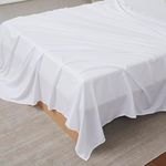 Queen Flat Sheet Only - Ultra Soft & Breathable Brushed Microfiber Top Sheet Only for Queen Beds, Queen, White