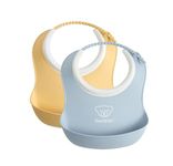 BabyBjörn Small Baby Bib, 2-pack, Powder yellow/Powder blue