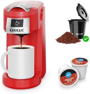 CHULUX Classic 2 in 1 Single Serve Coffee Maker for K Cup & Ground Coffee, One Button Easy Coffee Machine for Office, RV, Travel and Dorm, Included Coffee Filter, Red