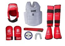 Kai Approved Goodwin Karate Safety Kit - Pack of - Head Guard, Chest Guard, Shin Guard, Hand Gloves and Belts (Red, Large)