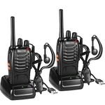 Walkie Talkies License-free Professional Rechargeable Two Way Radio 16 Channels Portable Adult Walkie Talkie With LED Light Original Earpieces for Children Play and Adults Work (Black, 1 Pair)