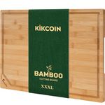 24" Bamboo Cutting Boards for Kitchen, Extra Large Wood Cutting Board with Deep Juice Groove and Handle Heavy Duty Chopping board, Kikcoin, 24" x 18"