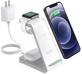 Aduro PowerUp Trinity Pro Wireless Charging Station for Apple Products 3 in 1, Qi Fast Charging Dock for iWatch, AirPods, iPhone 12/12 Pro/SE/11/11 Pro Max/XR/XS Max/XS/X/8/8P White