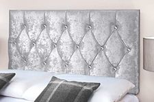 Gallop Sleep Diamond Cut Crush Velvet Headboard for Divan Bed | Bedroom Furniture (Single 3 FEET, Height 20 INCHES, Grey)