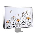 kwmobile Computer Monitor Cover Compatible with 24-26" monitor - Bees and Flowers Black/Orange/White