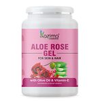 KAZIMA Aloe Rose Gel with Pure Aloe Vera, Olive & Vitamin E for Face, Skin & Hair - Moisturizing, Sunburn, Acne Scars, Wrinkles & Dark Circles (1kg)