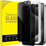 JETech Privacy Full Coverage Screen Protector for iPhone 15 Pro 6.1-Inch, Black Edge Anti-Spy Tempered Glass Film with Easy Installation Tool, Case-Friendly, 2-Pack