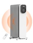 Midea Oil Filled Radiator, 9 Fins Electric Oil Heater with Remote Control & LED Touch Screen - Efficient Heating, Overheat & Tip-Over Protection, 24h Timer, Quiet, Digital Thermostat, 2000W