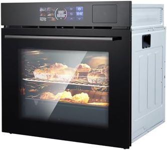 24" Built-in Electric Wall Oven, 2.5Cu.ft Capacity 3000W Single Wall Oven with Large View Window, Steam &Grill Oven 2 in1，8 Cooking Functions, 3D Surround Heating, Colorful LED Screen, Black