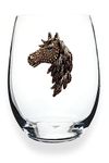 THE QUEENS' JEWELS Horse Head Jeweled Stemless Wine Glass, 21 oz. - Unique Gift for Women, Birthday, Cute, Fun, Not Painted, Decorated, Bling, Bedazzled, Rhinestone