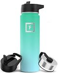 Metal Water Bottle with Straw Lid - 650ml 3 Lids - Stainless Steel Double-Walled Insulated Vacuum Leakproof - Sports Gym Camping Hiking Hydration School Kids