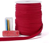 Bias Tape Double Fold 1/2 inch, Double Fold Bias Binding Tape 55 Yards (Wine Red) and 4 Pieces Sewing Fabric Chalks for Crafts, Sewing, Seaming, Hemming, Piping, Quilting.