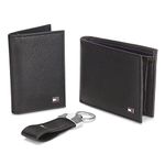 Tommy Hilfiger Men's Leather Wallet, Card Case and Key Fold Combo, Black (TH/STALIN/WALL/CC/KF/01)