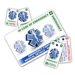 Emergency Contact Card Pack - ICEcard STANDARD Health & Safety In Case of Emergency (I.C.E.) ICE Card Pack with 1 Card, 2 Key Rings & 2 Stickers.