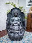 EXPLEASIA Embossed Leaf Buddha Water Fountain for Home, Office, Garden | Housewarming Gift| with Maintenance Kit| Home Decor Water Fountain, Buddha Water Fountain (Charcoal Grey)