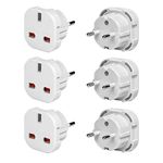 【3 PACK】UK To EU European Travel Adapter, EUROPE Power Plug Type C for Egypt, Turkey, France, Morocco, Portugal Italy Spain Germany Poland Norway Austria Netherlands Greece China etc. MG LTD - WHITE