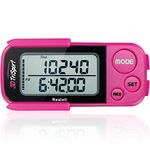 3DTriSport Walking 3D Pedometer with Clip and Strap Free eBook 30 Days Memory Accurate Step Counter Walking Distance Miles Km Calorie Counter Daily Target Monitor Exercise Time. Magenta