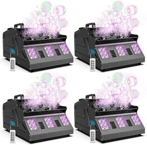 Fancybling 2000W Fog Machine, 3 in 1 Fog Bubble Machine with 2 Bubble Fans, 18 RGB LED Lights Smoke Bubble All in ONE Fog Machine, Bubble Machine for Halloween Christmas Party Wedding, 4 Pack