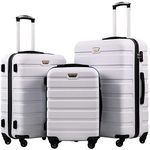 Coolife Luggage 3 Piece Set Suitcase Spinner Hardshell Lightweight TSA Lock, white, 20in24in28in, Luggage Spinner Suitcase 20 Inch 24 Inch 28 Inch