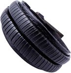 Urban Jewelry Elegant Coal Black Cuff Genuine Leather Bracelet for Men (Metal Buckle Clasp)