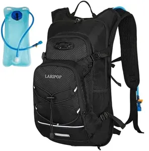 LARIPOP Hydration Backpack 18L with Water Bladder 2L Hiking Water Backpack Women Men Lightweight Hydration Pack Breathable Reflective Daypack with Storage for Cycling, Hiking, Biking, Running