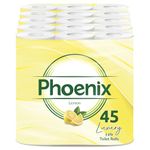 45 Phoenix Soft Lemon Fragranced Luxury Toilet Rolls Bulk Buy – Quilted White 3 Ply Toilet Paper - Pack of 45 Toilet Tissue (9 x 5 Packs) 150 Sheets per roll (6,750 Sheets)