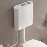 LUXART 8-Liter Dual Flush Toilet Tank | CRETA | Slim Wall Mounted Polypropylene Cistern with Top Push Button and Air Freshener Slot | 35.5 x 11 x 38.5 cm | White