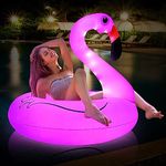 Tepoal Inflatable Flamingo Pool Floats with Lights,Solar Powered Flamingo Swimming Pool Tubes,42 Inches Summer Lake Beach Floaties Swimming Pool Rings for Adults Water Entertainment
