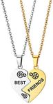 JewelryWe 2PCS BFF Necklace Love Heart Puzzles Pendant Best Friends Engraved Friendship Necklace Set for Men Women