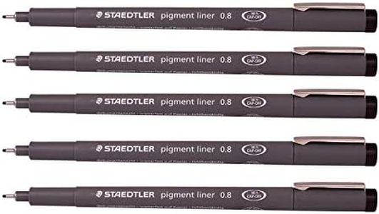 Staedtler 0.8 mm Pigment Liner Fineliner Sketching Drawing Drafting Pens Pack of 5