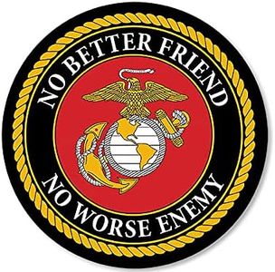 Round No Better Friend No Worse Enemy Sticker (US u.s. Marine Corps Vinyl Decal (3 inch) USMC Licensed