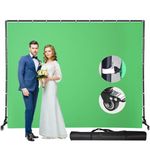 FEIFANTEAM 7'x10' Movable Backdrop Green Screen with Pulley, Suitable for Studio Video Shooting, Stage Background Layout, Portrait Photography, Live Broadcast