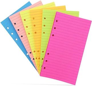 6 Pack Colored A6 Lined Binder Paper (240 Sheets/480 Pages), 6 Ring Hole Punch Blank Loose Leaf Ruled Refill Inserts for Planner, Journal, Notebooks, Budget Organizer - Neon Colors