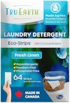 Tru Earth Eco-Strips Laundry Detergent (Fresh Linen Scent, 64 Loads) - Eco-friendly Ultra Concentrated Compostable & Biodegradable Plastic-Free Laundry Detergent Sheets