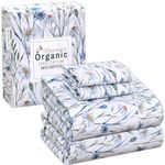 RUVANTI 100% Organic Cotton Sheets - Full Size Bed Sheets - Certified for GOTS - Breathable & Comfortable - Super Soft & Cooling Percale - Deep Pocket 15" - 4 Pcs - Daisy Bud