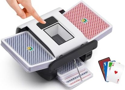 OUFUYU Kartenmischmaschine Elektrische, Automatischer Kartenmischer für 1–2 Decks One-Press Auto & Manueller Wiederaufladbar 2000mAh Geräuscharm für Poker UNO Blackjack Skip-BO Phase 10 Texas Hold'em