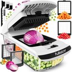 Fullstar (PRO Original Series) Vegetable Chopper - 2 Stainless Steel Blades - Dicer & Veg Cutter - BPA-Free & Dishwasher Safe (PRO Original 2-in-1, White)