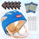 Baby Safety Products Combo|LILTOES Baby Head Protector+Edge Guard+Cabinet Lock+Kneepad for Safety of Kids 6M to 60 M | Baby Safety Helmet with Corner Guard Protection(RoyalBlue+Corner+Cabinet+Kneepad)