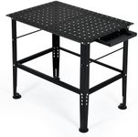 DWVO Welding Table, 36" x 24" Welding Table Top with 5/8" Holes, 0.12" Thick Fabrication Table, 1320lb Load Capacity Fixture Table, Heavy Duty Carbon Steel Weld Table for Shop Home Garage Black