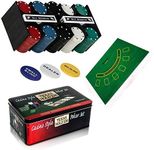 ALAYSTAR 200 Piece Professional Casino Texas Hold'em Poker and Blackjack Game Play Set with Strong Gift Tin Box
