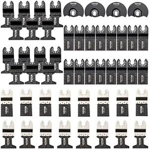 VEVOR 50 PCS Oscillating Saw Blades, Quick Release Multitool Blades Kit, HCS Tool Blades for Wood Plastic Metal Nails Bolts, Compatible with Dewalt Dremel Fein Worx Bosch Makita Milwaukee