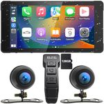 WEUASTE Motorcycle DVR: Wireless Apple Carplay, Android Auto, Dual HD 1080P Cameras, GPS, G-Sensor, Siri & Google Voice, 5.5 Inch IPS Touch Screen, WiFi, Bluetooth, TF Card, Waterproof