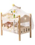 ROBUD Baby Doll Bunk Bed Dolls Cot, Wooden Baby Doll Accessories for 18 Inch Dolls Bed Cots Crib Stackable & Removable Doll Bed, Gifts Toys for Toddlers 1 2 3 Year Old