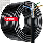 Cat 6 Ethernet Cable 500ft Bulk with 30 RJ45 Connectors, Outdoor&Indoor Shielded Cat 6 Ethernet Cable Direct Burial, 23AWG, Heavy Duty, POE, Waterproof, UV Resistant Cat6 Internet Network Cable, CCA