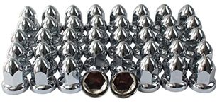 KASONG 33mm Chrome ABS Plastic Lug Nut Covers Caps with Flange Push on Bullet for Semi Truck (40)