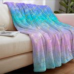 MUSOLEI Mermaid Throws Blanket for Sofas Armchairs Single Bed, Soft Plush Flannel Furry Kids Blanket for Girls Children,Thick Sherpa Fleece Blue Pink Mermaid Blanket Outdoor Travel Camping 130×150 cm