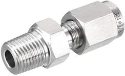 sourcing map Stainless Steel Compression Tube Fitting 1/8NPT Male x 1/8 Tube OD