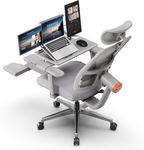 DROGO Ergonomic Office Chair for Work from Home with Adaptive Lumbar Support, Laptop Tray, 4D Armrest, Recline, Footrest, Adjustable Height & Headrest, High Back Computer Chair Office/Home (Grey)