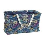 Household Essentials Krush Canvas Utility Tote| Reusable Beach Bag | Blue Palm Leaf